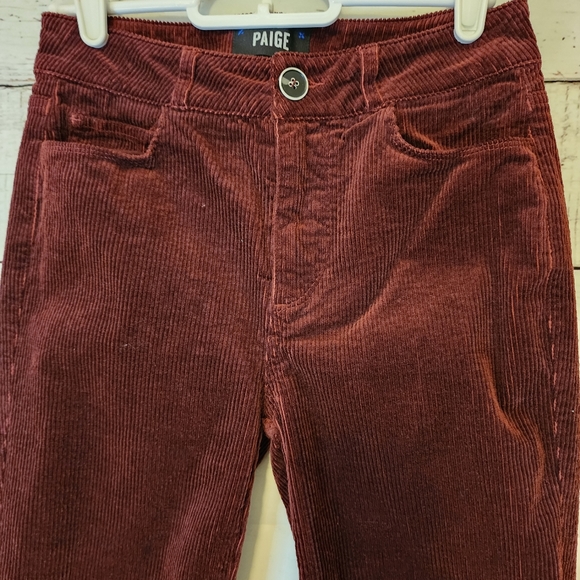 PAIGE- Hoxton Ankle-Burgundy Courdroy jeans...size 25 - Picture 1 of 9